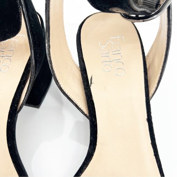 Franco Sarto Marcy3 Velvet Ankle Strap Heeled Sandals 9 Black - Picture 8 of 9